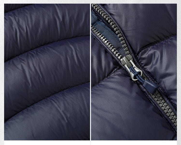 Unisex Hooded Down Jacket — Couple Style Ribbed Design