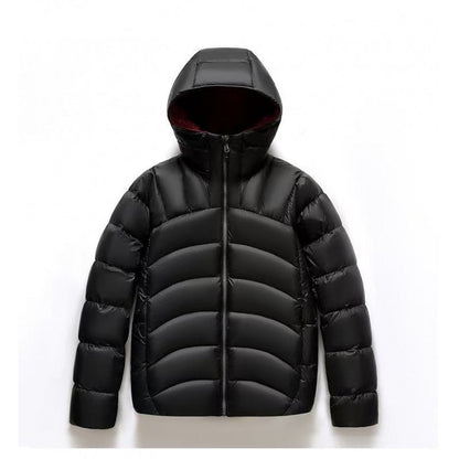 Unisex Hooded Down Jacket — Couple Style Ribbed Design
