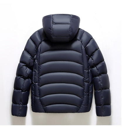 Unisex Hooded Down Jacket — Couple Style Ribbed Design