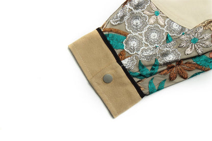 Unisex Stitching Lace Coat – Casual Khaki Jacket for Youth