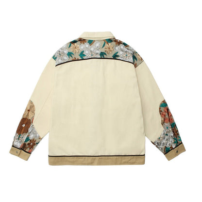 Unisex Stitching Lace Coat – Casual Khaki Jacket for Youth