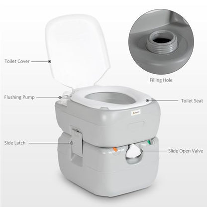 Outsunny Portable Toilet with Detachable Tanks for Camping, Grey