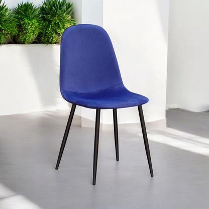 BLUE FABRIC CHAIR BLACK METAL LEGS