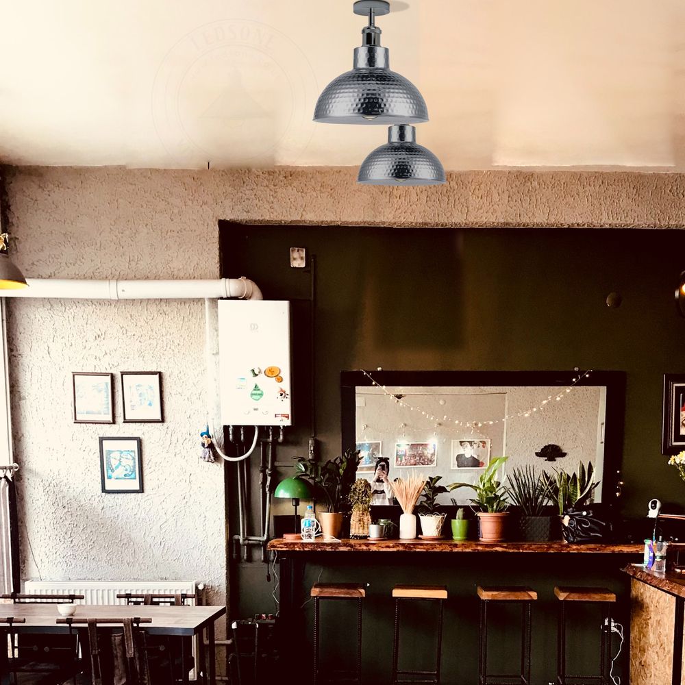 Vintage Industrial Metal Chrome Ceiling Light - High Quality & Stylish Flush Mount