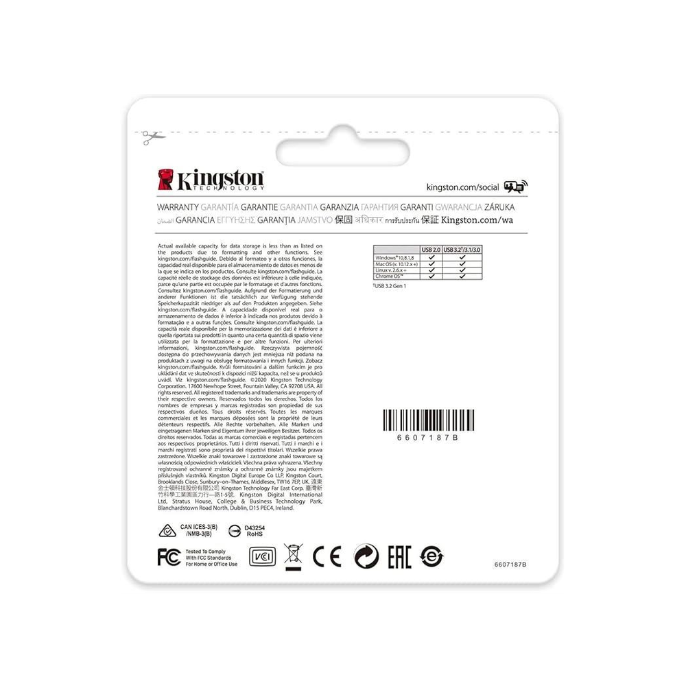 Kingston DataTraveler Kyson USB 3.2 Gen 1 Flash Drive 32GB - Stylish Capless Metal Case