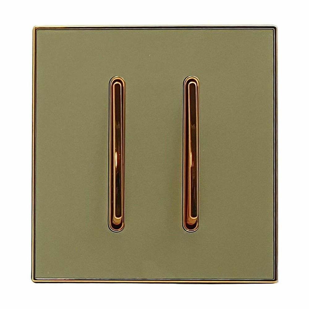 Vintage Industrial Gold Wall Light Switch - High Quality & Certified - 2 Gang - 2635