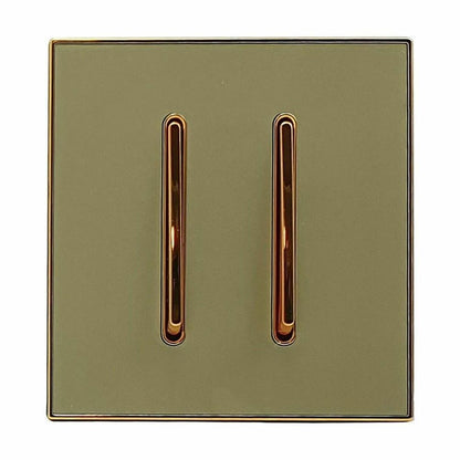 Vintage Industrial Gold Wall Light Switch - High Quality & Certified - 2 Gang - 2635