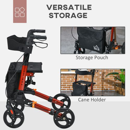 4 Wheel Rollator Walker with Seat Adjustable Mobility Walker with Bag
