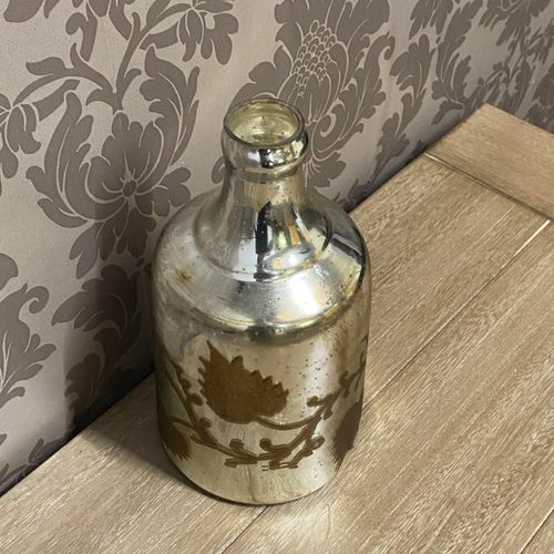 11" ANTIQUE SILVER GLASS DECORATIVE VASE