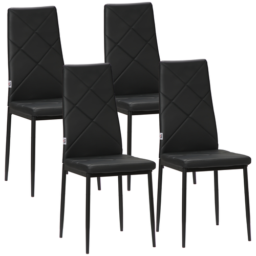 HOMCOM 4-Pieces Dining Chairs, Faux Leather Kitchen Chairs, Black