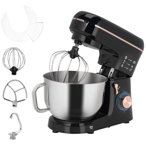 HOMCOM Electric Stand Mixer, 5L Food Mixer with Dough Hook, Whisk, Black