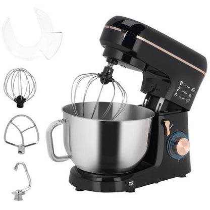 HOMCOM Electric Stand Mixer, 5L Food Mixer with Dough Hook, Whisk, Black