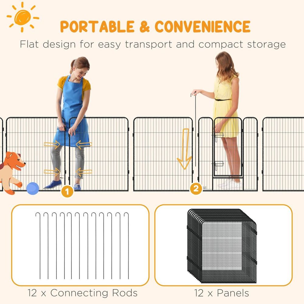 Durable 12-Panel Puppy Play Pen for Indoor/Outdoor Pet Exercise, High-Quality