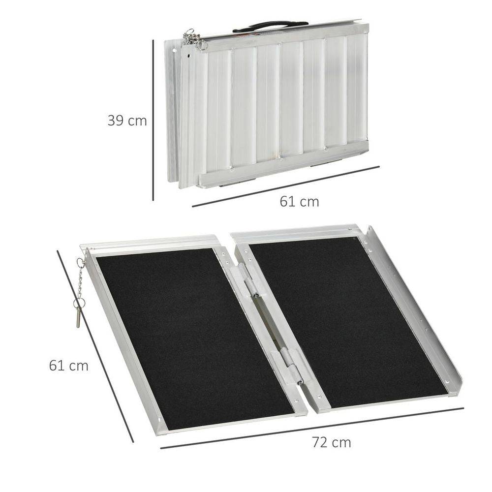 Homcom Duo Wheelchair Ramp Pushchair Mobility Assistance w/Carry Handle 72x61cm