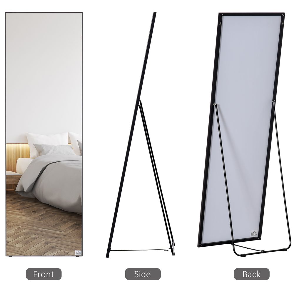 HOMCOM Full Length Mirror, Free Standing or Wall Hanging, Tall Full Body Mirror for Bedroom, Hallway, Black