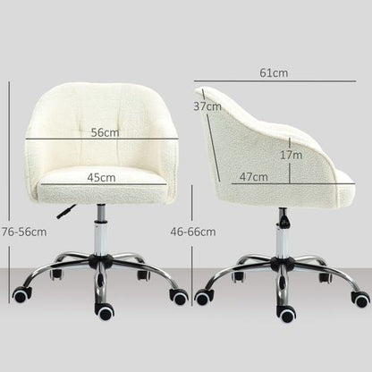 HOMCOM Fluffy Vanity Chair for Desk, with Height Adjustable, Wheels