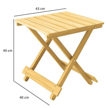 Outsunny Wooden Folding Garden Table, Folding Side Table, Nature Wood Finish