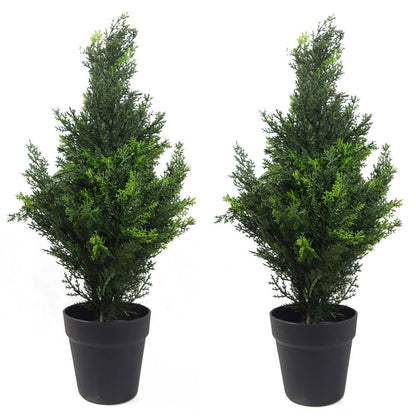 Premium 60cm UV Resistant Artificial Cedar Cypress Topiary - Pair