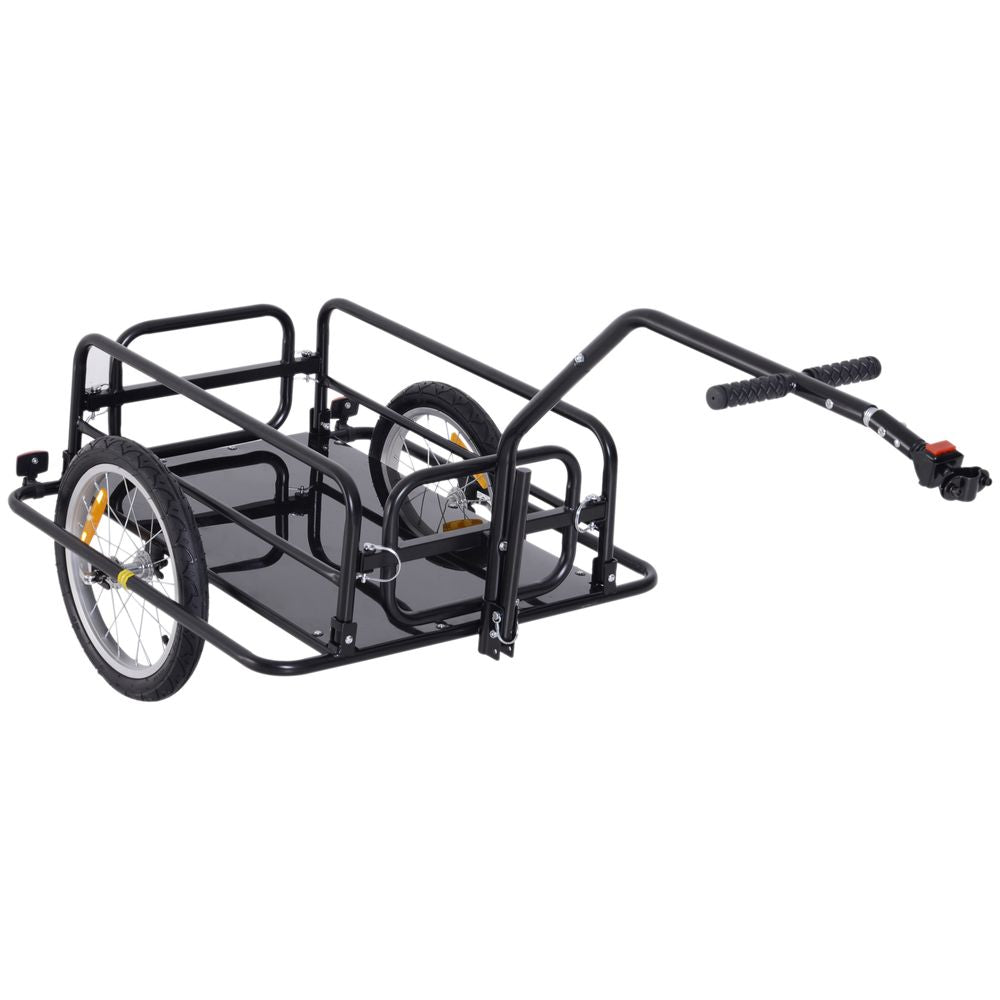 Folding Bicycle Cargo Storage Cart and Luggage Trailer with Hitch Homcom