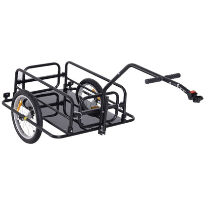 Folding Bicycle Cargo Storage Cart and Luggage Trailer with Hitch Homcom