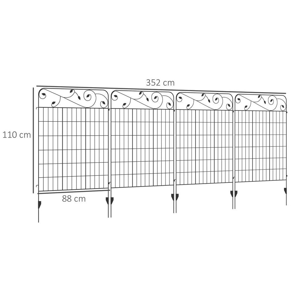 Premium 4PCs Garden Fencing Panels - Elegant Flower Bed Border Edging - Animal Barrier - High Quality