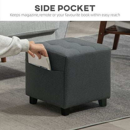 HOMCOM Small Footstool Square Ottoman with Padded Seat for Living Room Grey