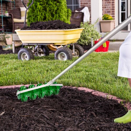 Outsunny Grass Spike Roller, Soil Aerator w/ 3 Piece Handle and T-bar Grip