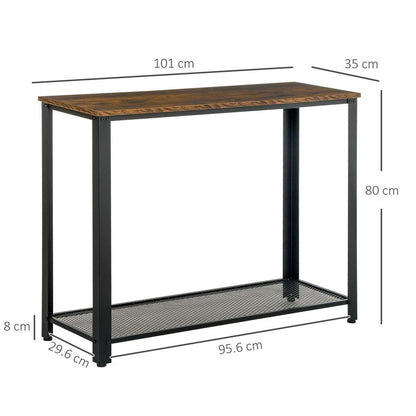 Industrial 2-Tier Console Table w/ Mesh Shelf - Entryway Hallway Furniture - Reliable & Stylish - 30kg Weight Capacity