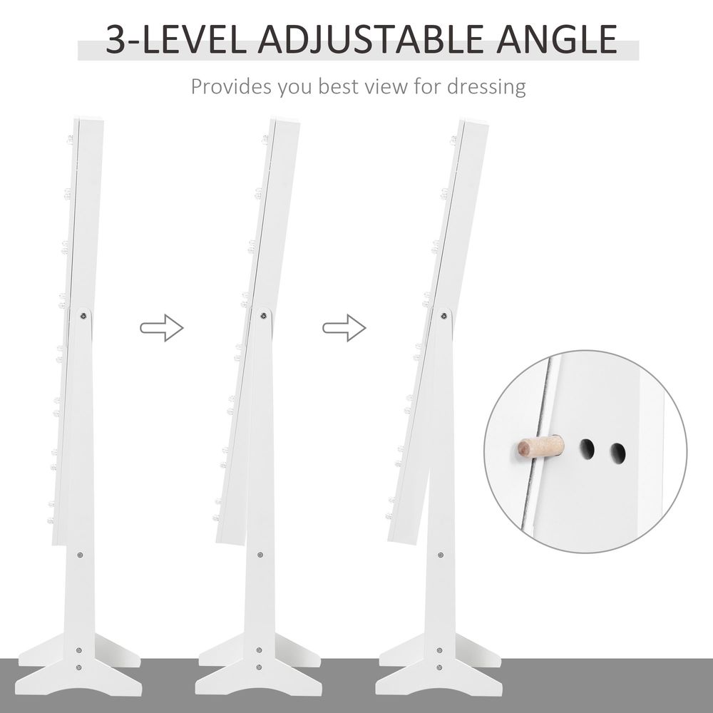 LED Mirrored Jewellery Cabinet, 36Lx30Wx136H cm-White