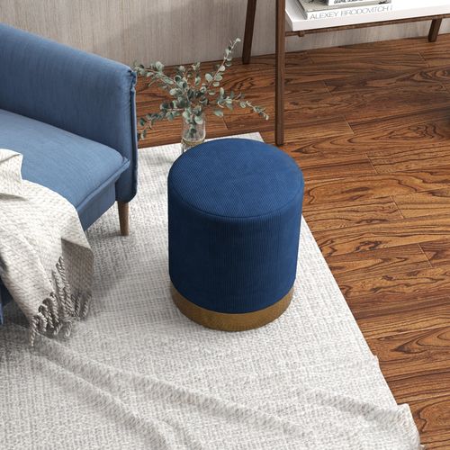 HOMCOM Modern Round Footstool, Fabric Upholstered Foot Rest
