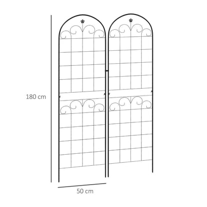 Premium Metal Trellis for Climbing Plants - Set of 2, Floral Design