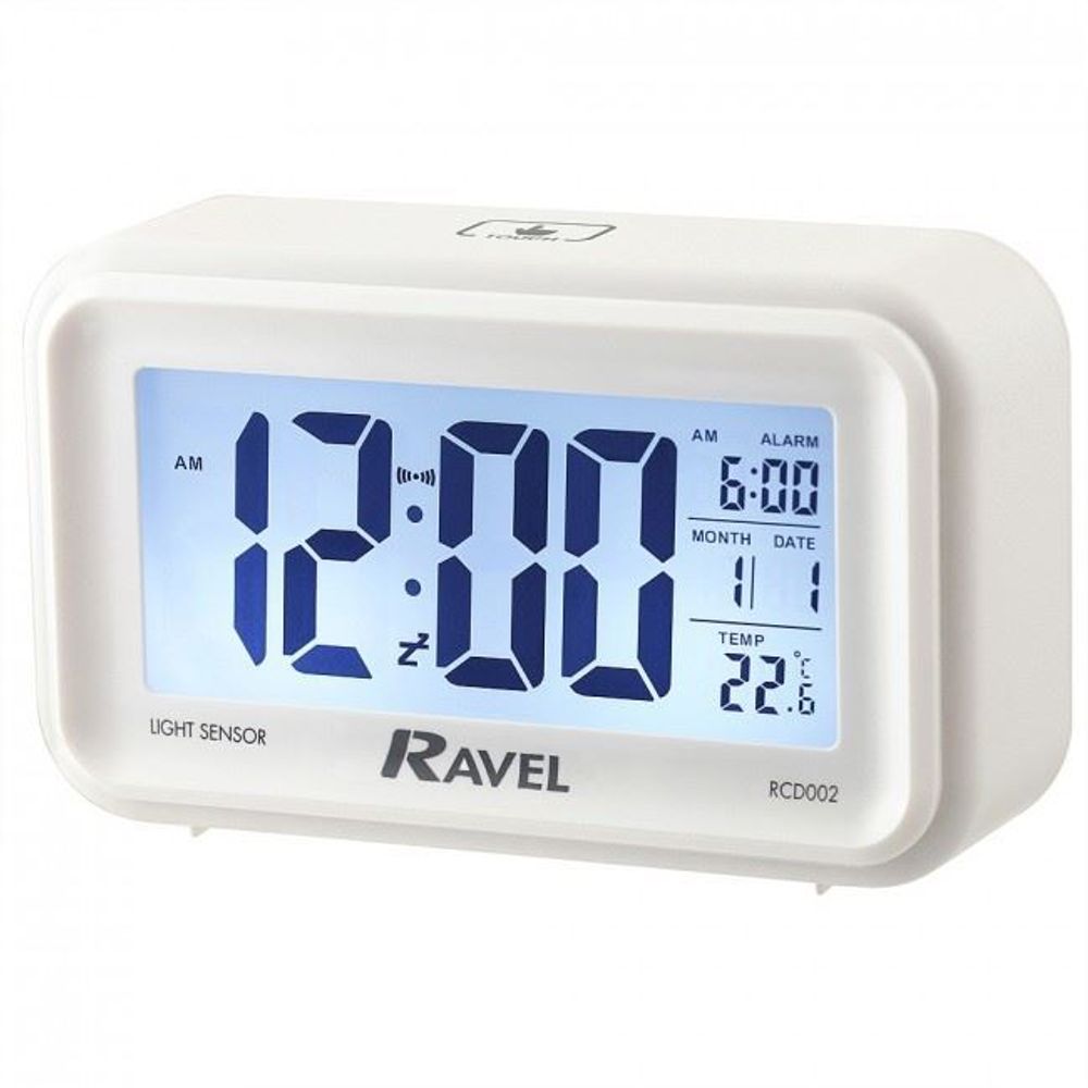 Ravel Quartz LCD Touch Alarm Clock - White RCD002.4