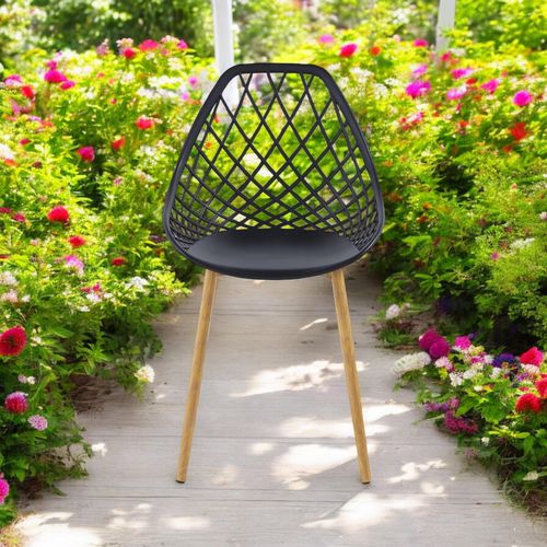 BLACK PLASTIC CHAIR METAL LEGS