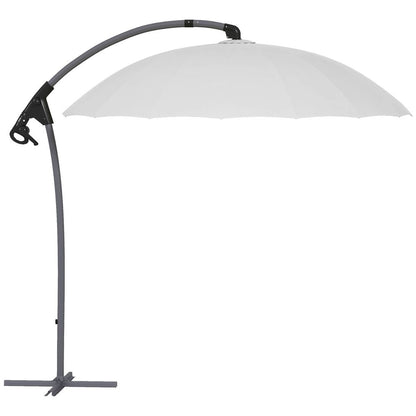 Outsunny 2.7m Cantilever Parasol - Crank Handle, 16 Ribs, UV50+, Beige