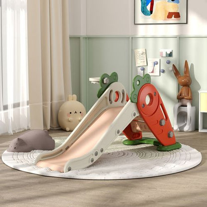 AIYAPLAY 3 in 1 Kids Slide, Carrot-themed Foldable Indoor Slide for 1-3 Years