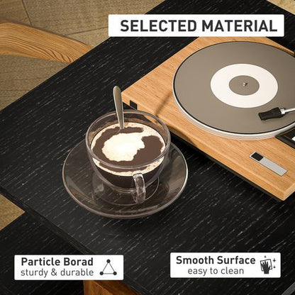 HOMCOM 3-Tier Side End Table Open Shelves Storage Magazine Desk Black