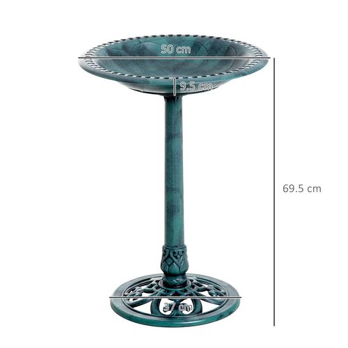 Outsunny 50cm Outdoor Bird Bath Fountain, Decrative Garden Feeder Stand Green