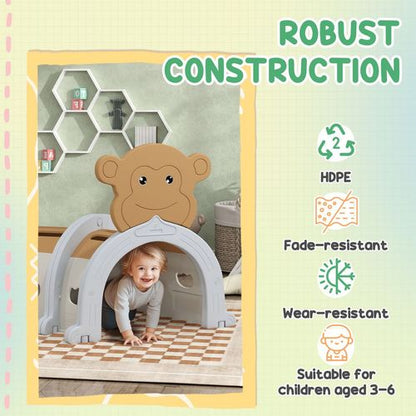 AIYAPLAY Kids Play Tunnel for Crawl and Climb, Monkey Design, Brown