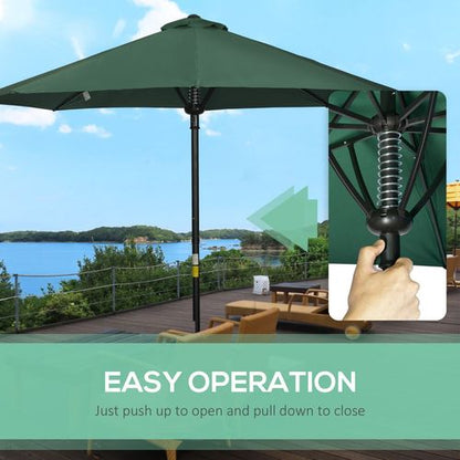 Outsunny Outdoor Market Table Parasol Umbrella Sun Shade with 8 Ribs, Green