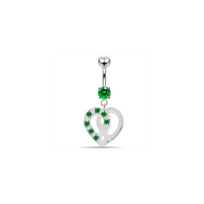 Jeweled Love Twin Hearts Sterling Silver Belly Button Piercing