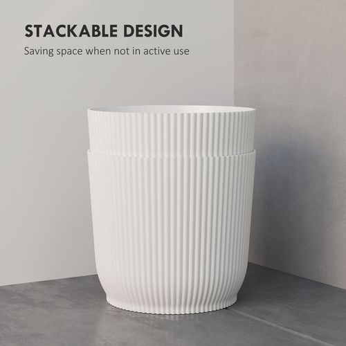 Outsunny Set of 2 Round Plant Pots Outdoor 22cm for Garden, White