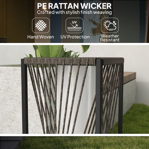 Outsunny Rattan Solar Floor Lamp, Auto On/Off LED Garden Lights, Grey