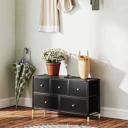 Homcom Fabric Chest of Drawers with PU Leather Surface, for Bedroom