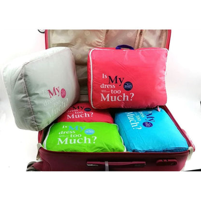 [Green] 5PC Travel Essential Bag-in-Bag Travel Luggage Organizer Storage Handle Bag Pouch Set