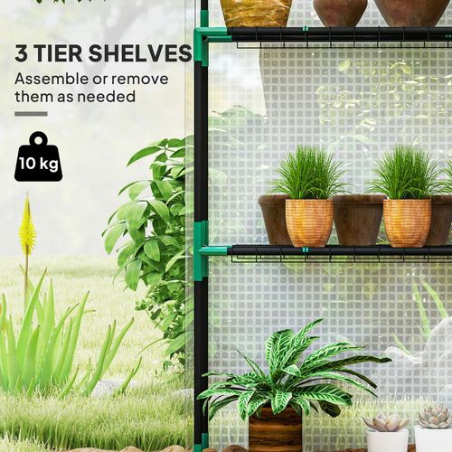 Outsunny Walk-in Greenhouse with 4 Shelves, Outdoor Small Greenhouse, White
