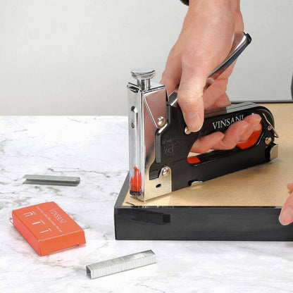 Heavy Duty Stainless Steel Metal Staple Tacker Gun with Staples