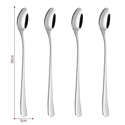 Elegant 8pc SS Long Handle Latte Spoons - Top Quality for Kitchen, Hotel, Restaurant - Perfect Gift!
