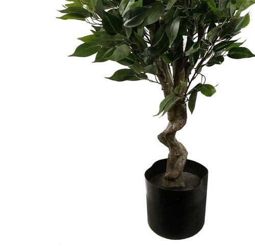 110cm Artificial Evergreen Twist Ficus Tree Silver Curve Planter