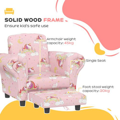 AIYAPLAY 2 Piece Kids Sofa Set with Unicorn Design, for Nursery