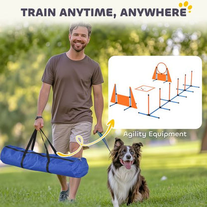 PawHut 6 Pieces Dog Agility Equipment, Obstacle Training Course Kit, Orange